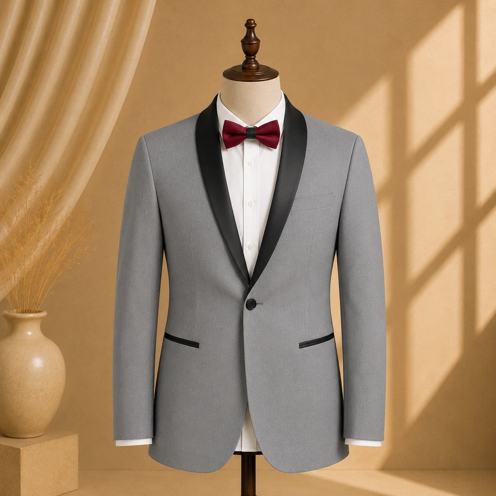 YATHOCHIT Premium Grey Tuxedo Blazer for Men