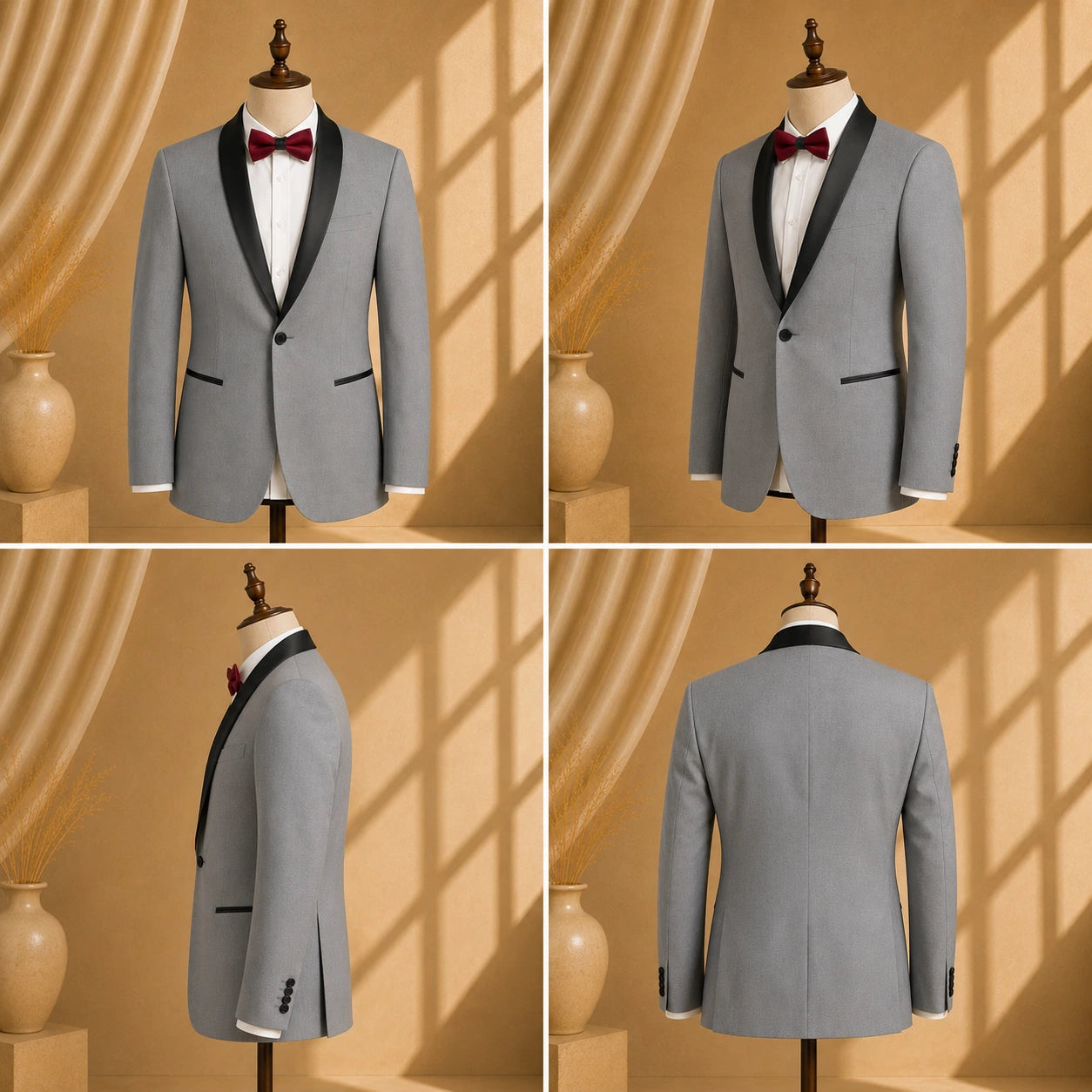 YATHOCHIT Premium Grey Tuxedo Blazer for Men