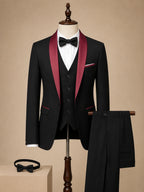 YATHOCHIT Premium black Red Tuxedo Suit With Trouser and Bow for Men