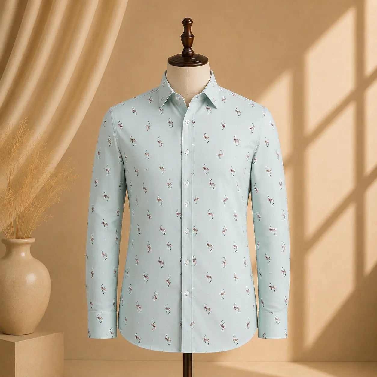 Premium Men's Cotton Shirt Blue Printed | Luxury Cotton Shirt for Casual, Wedding & Party Wear