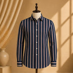 Premium Men's Cotton Shirt Blue Stripes | Luxury Cotton Shirt for Casual, Wedding & Party Wear