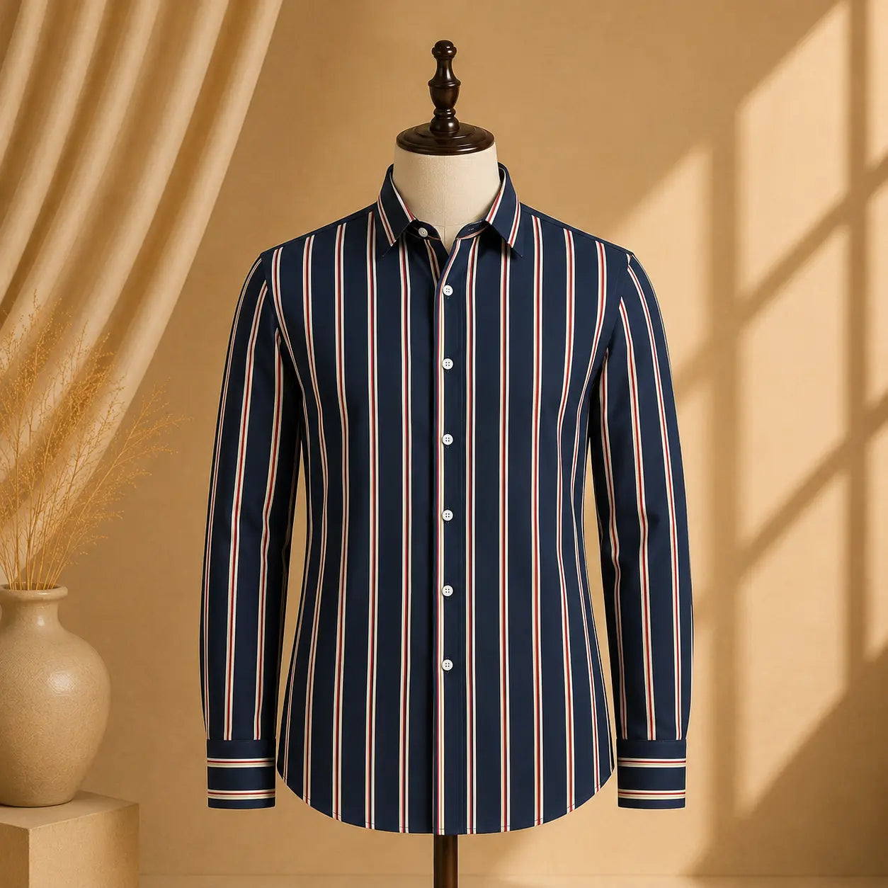 Premium Men's Cotton Shirt Blue Stripes | Luxury Cotton Shirt for Casual, Wedding & Party Wear