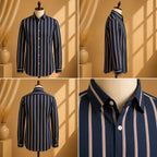 Premium Men's Cotton Shirt Blue Stripes | Luxury Cotton Shirt for Casual, Wedding & Party Wear
