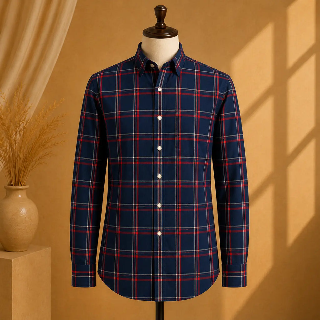 Premium Men's Cotton Shirt Checkered | Luxury Cotton Shirt for Casual, Wedding & Party Wear