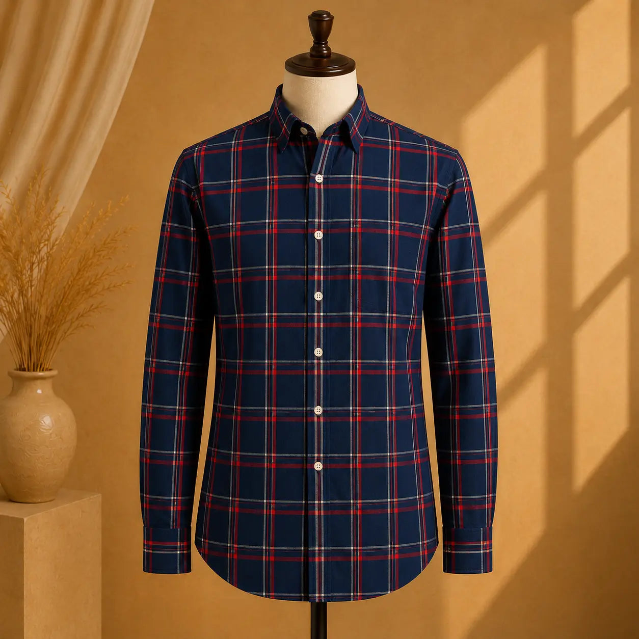 Premium Men's Cotton Shirt Checkered | Luxury Cotton Shirt for Casual, Wedding & Party Wear