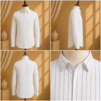 Premium Men's Cotton Shirt White Stripes | Luxury Cotton Shirt for Casual, Wedding & Party Wear