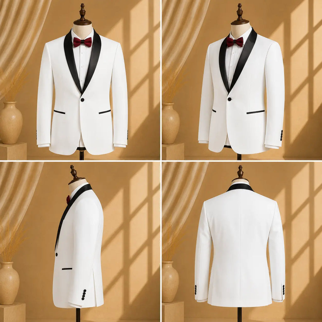 YATHOCHIT Premium White Tuxedo Blazer for Men