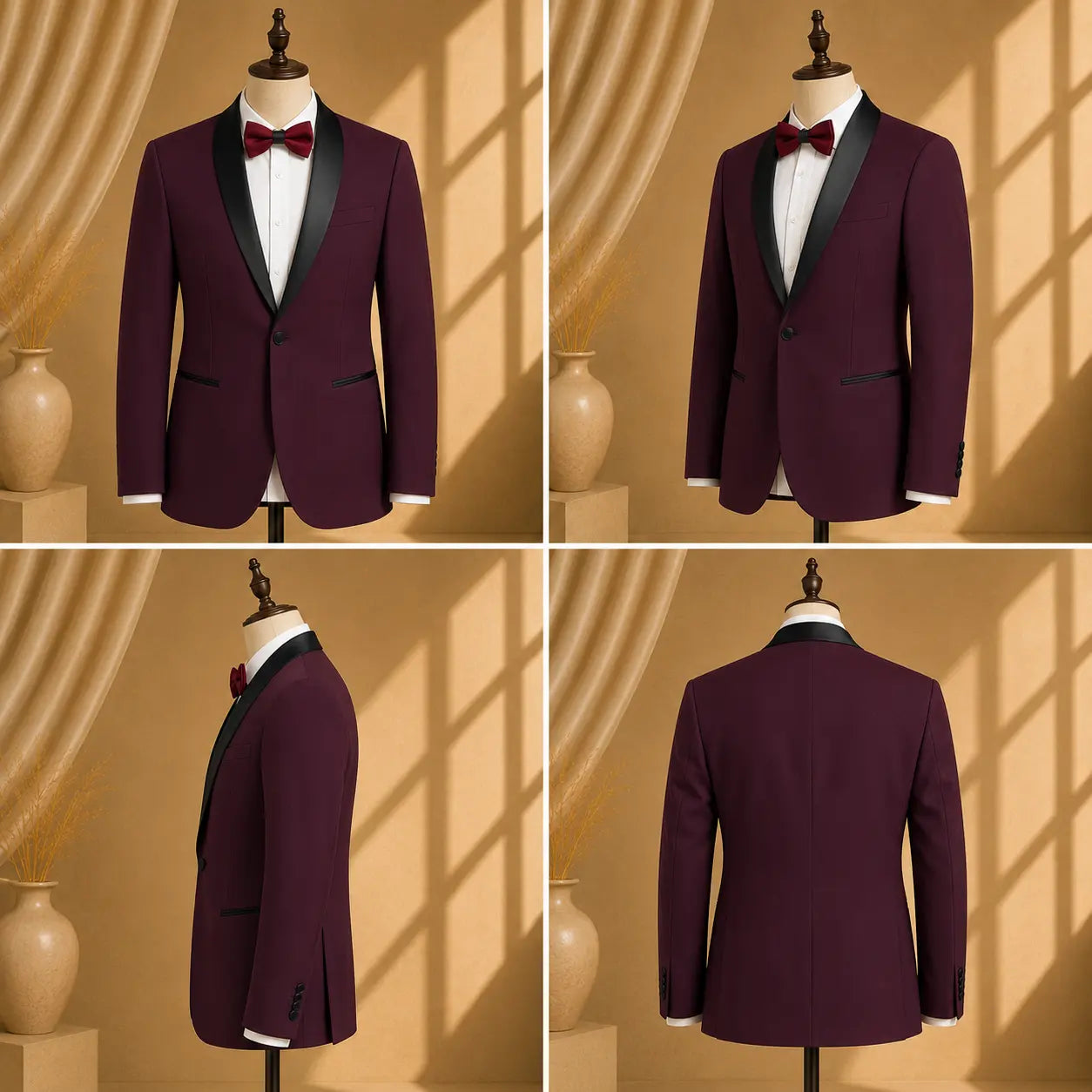 YATHOCHIT Premium Wine Tuxedo Blazer for Men